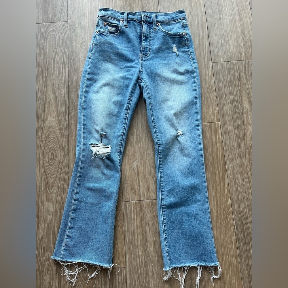 GAP Light Blue Distressed Kick Fit High Rise Jeans Size 25 | 0